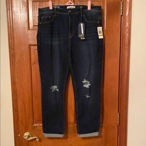 Angels Forever Young Deep Indigo Boyfriend Jeans with Distressed Look NWT